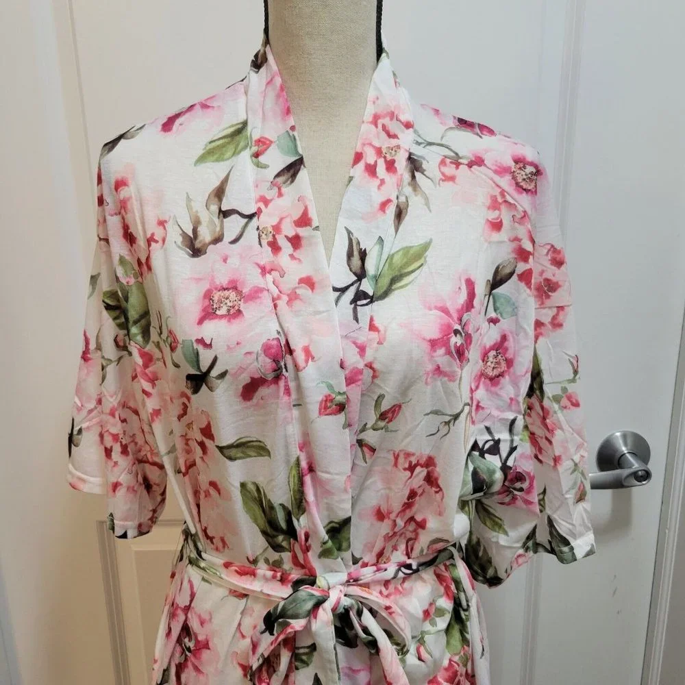 Show Me Your Mumu Brie Robe Garden of Blooms One Size Pink Rose Floral - Picture 4 of 7